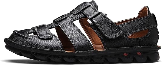 Men’s Leather Closed Toe Sandals – Hand-Stitched