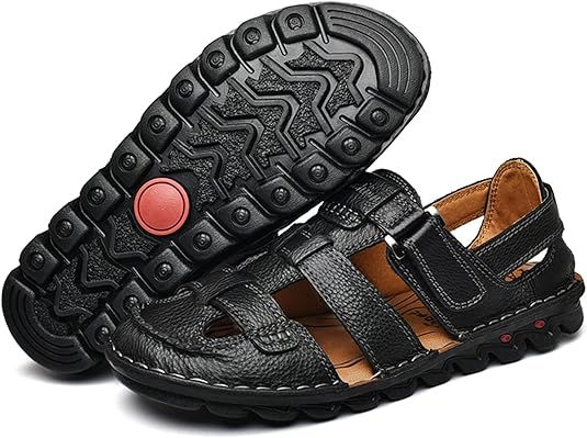 Men’s Leather Closed Toe Sandals – Hand-Stitched