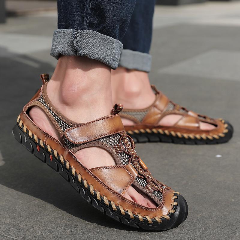Men's Leather Closed Toe Outdoor Sandals