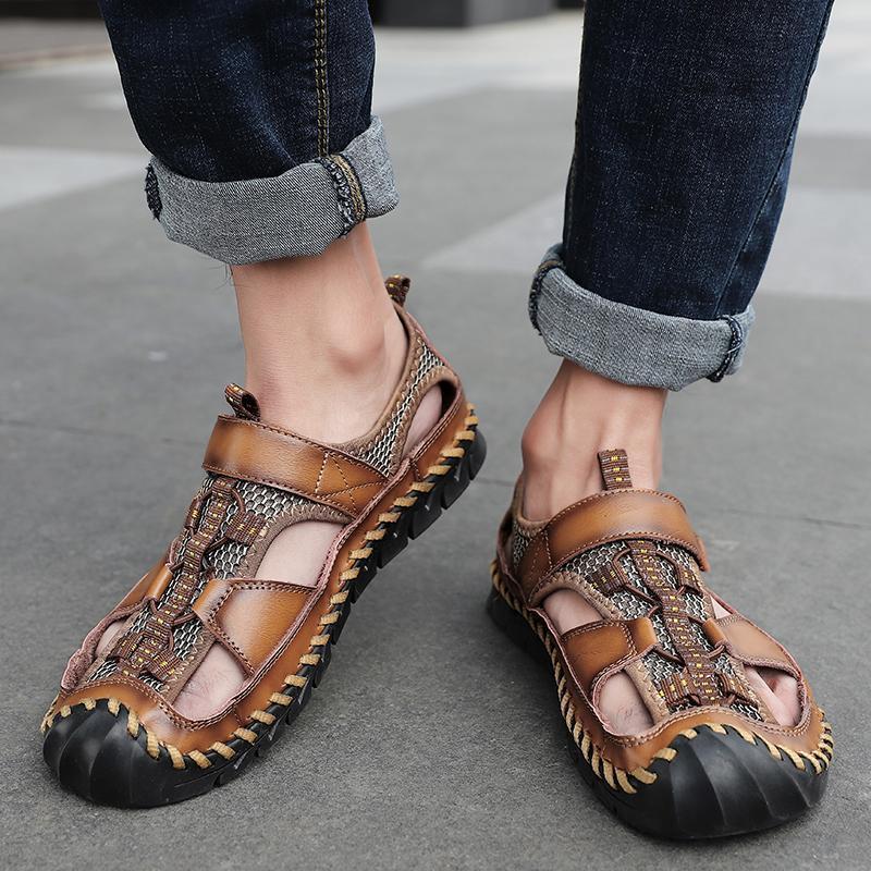 Men's Leather Closed Toe Outdoor Sandals