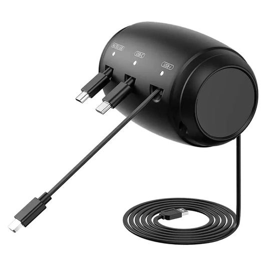Multi-Port Car Charger | 3-in-1 Retractable Charging Hub