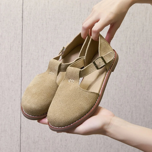 Women’s Retro Leather Sandals – Flat Sole