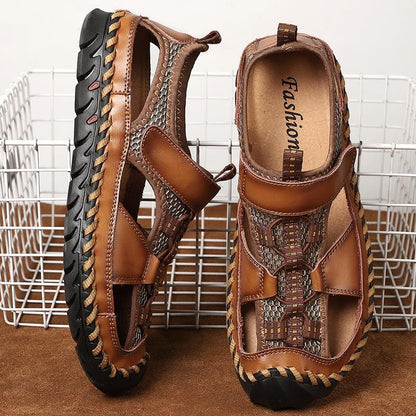 Men's Leather Closed Toe Outdoor Sandals
