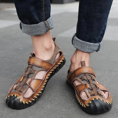 Men's Leather Closed Toe Outdoor Sandals